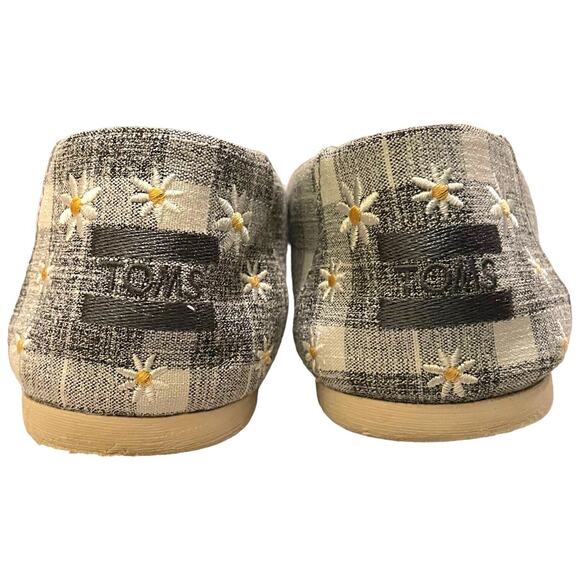 TOMS Gray White Check Sunflower Accent Alpargata Flat Slip On Shoe Size 8W - Picture 7 of 9